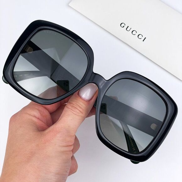 Gucci GG0713S 006 Sunglasses Black Green Gray Gradient Oversized Woman - Picture 2 of 10